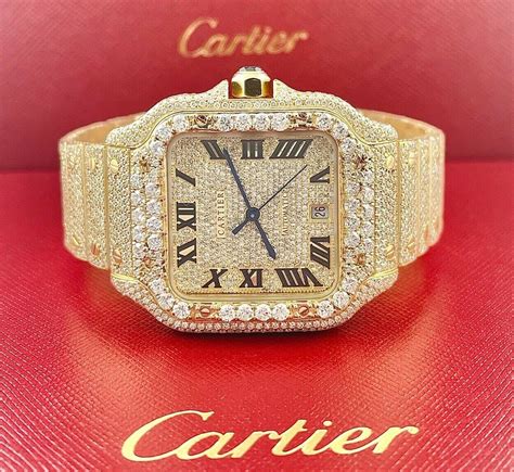 replica iced out cartier watch|cartier watch men's iced out.